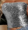 Adult Female Costumes to Hire - Sequin Tube Top - SILVER